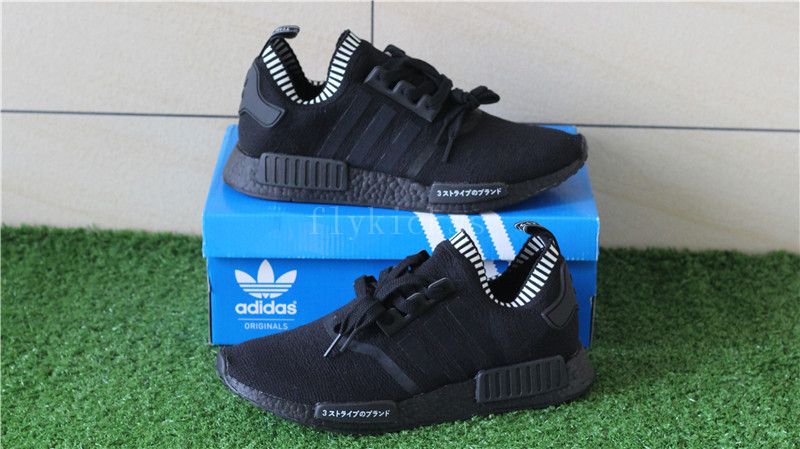 Real Boost Adidas NMD R1 Primeknit Blackout Triple Black